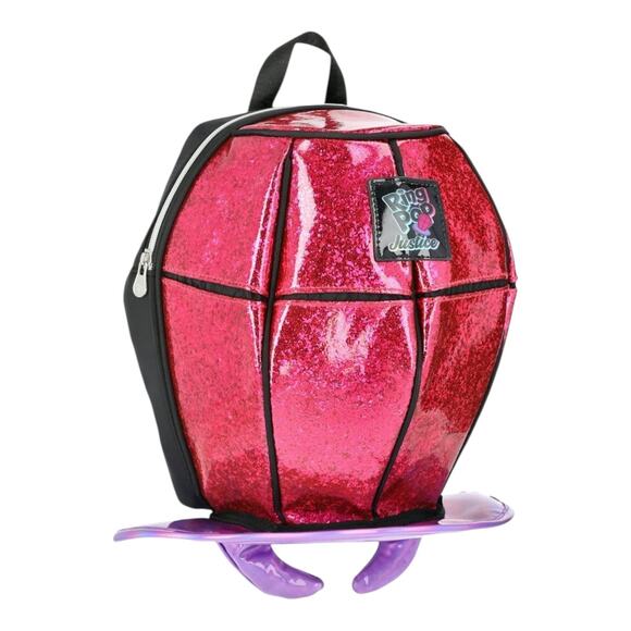 Justice Girls Ring Pop Backpack Purse Bag Pink Glitter Finish NWT - Picture 1 of 9